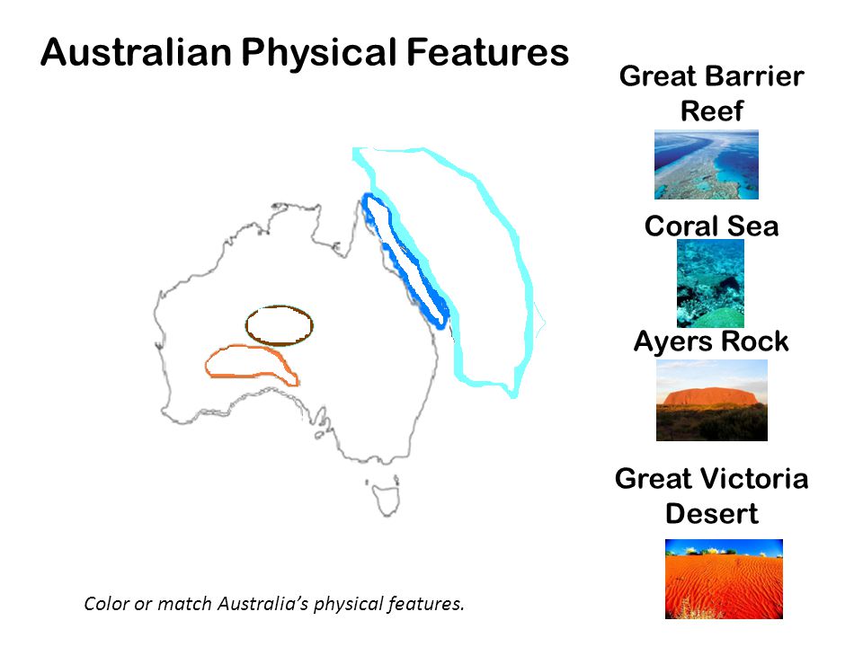Color or match Australia’s physical features.