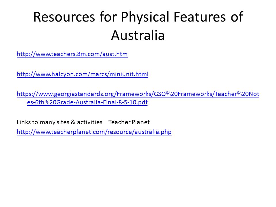 Resources for Physical Features of Australia