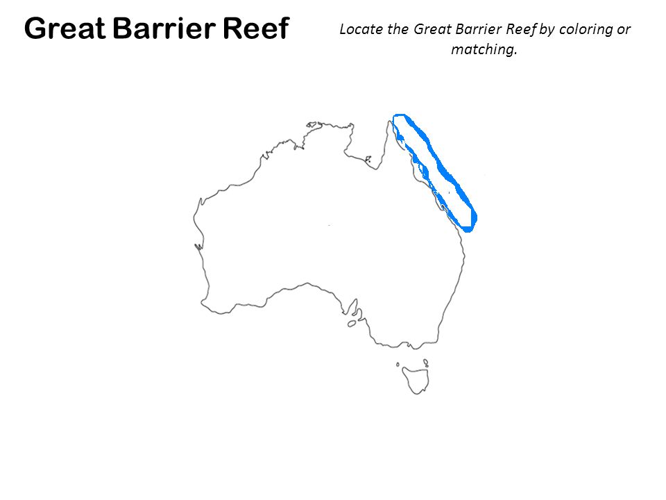 Locate the Great Barrier Reef by coloring or matching.