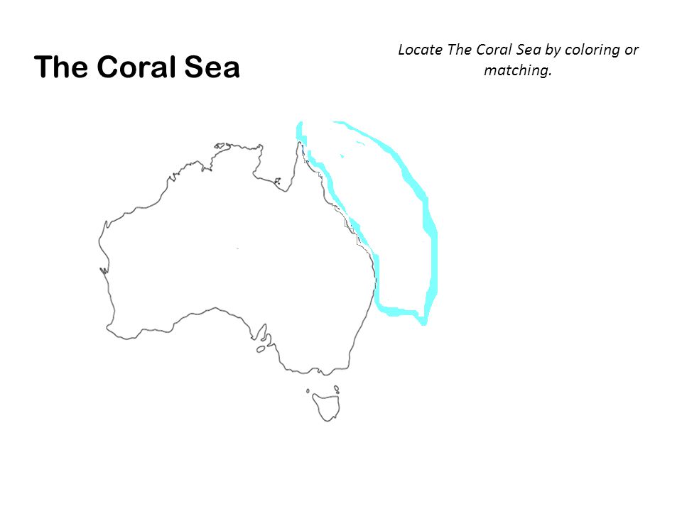 Locate The Coral Sea by coloring or matching.