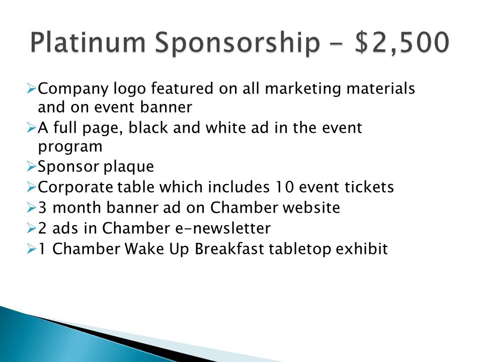 Platinum Sponsorship - $2,500