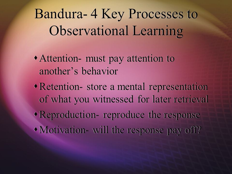 Bandura- 4 Key Processes to Observational Learning