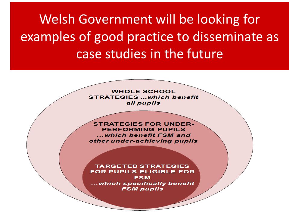Welsh Government will be looking for examples of good practice to disseminate as case studies in the future