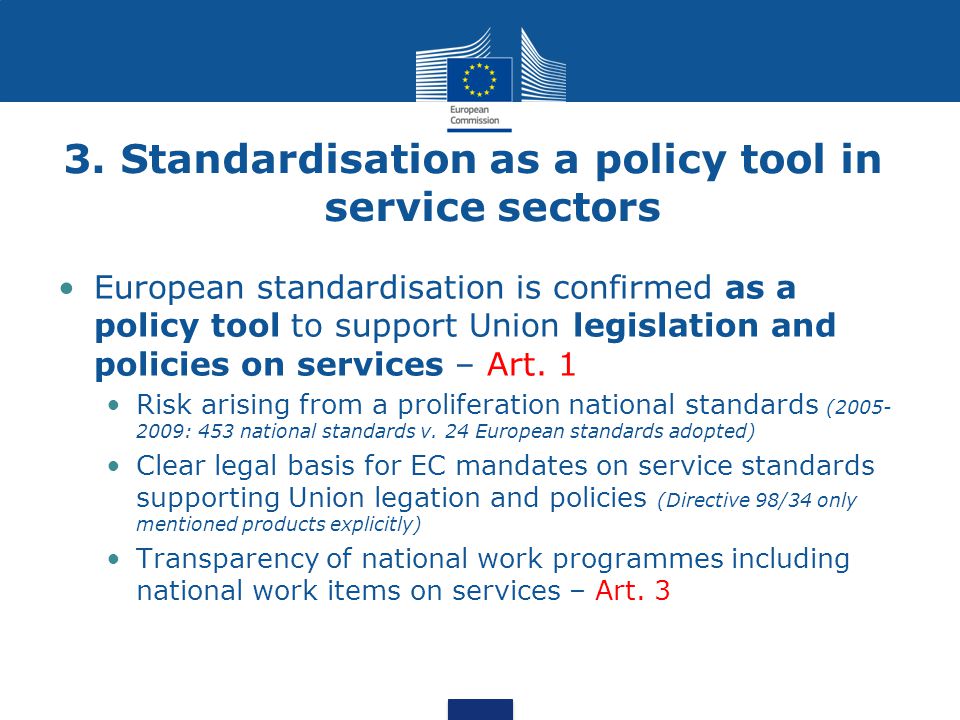 3. Standardisation as a policy tool in service sectors