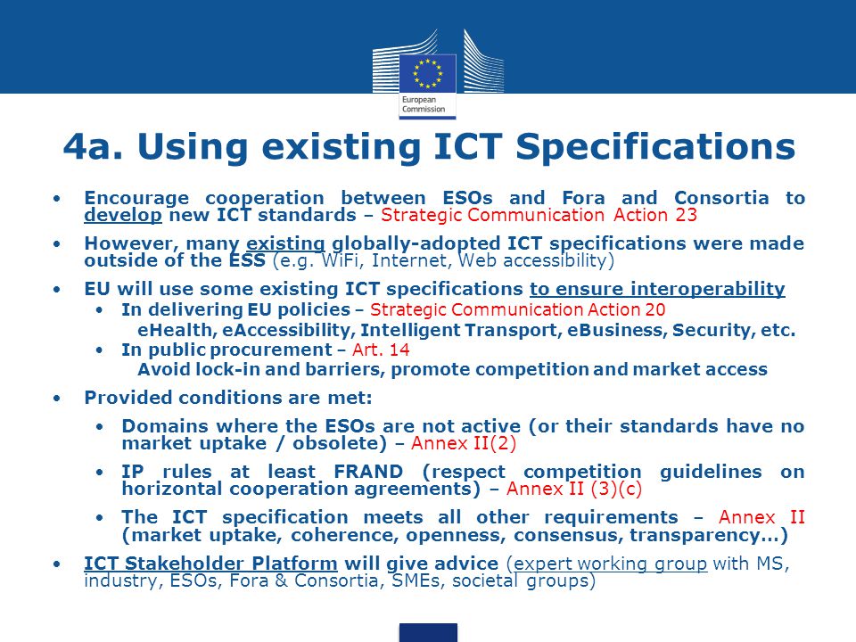 4a. Using existing ICT Specifications