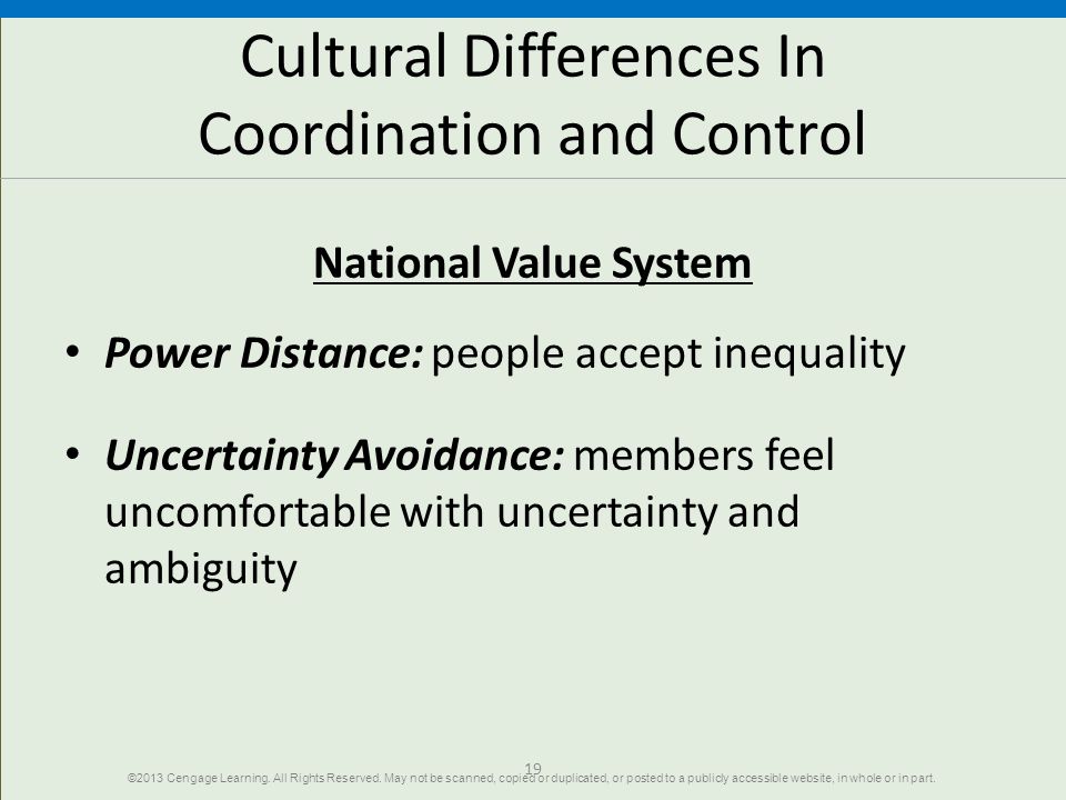 Cultural Differences In Coordination and Control