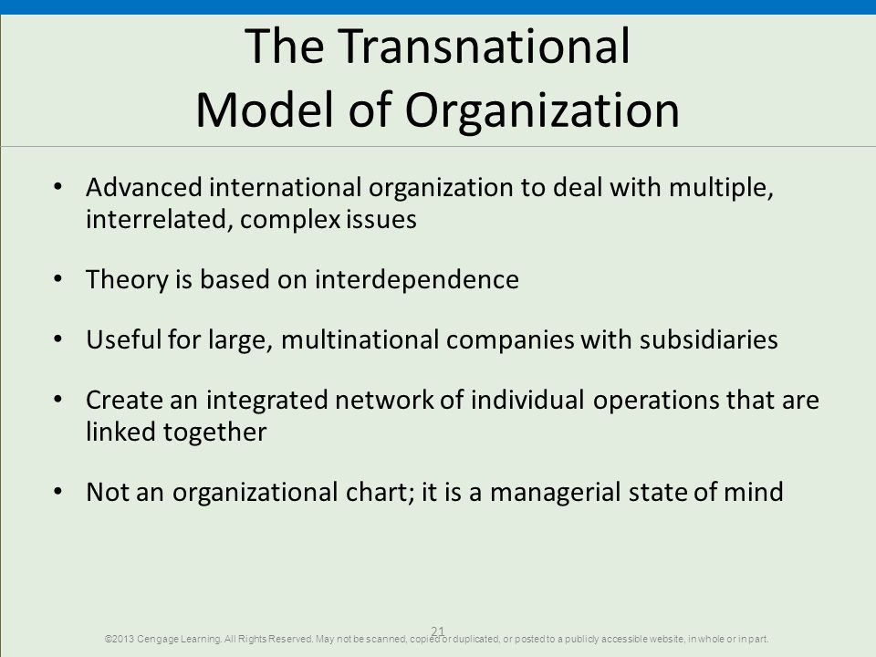 The Transnational Model of Organization