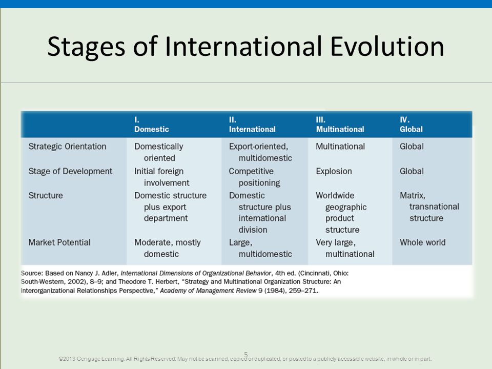 Stages of International Evolution