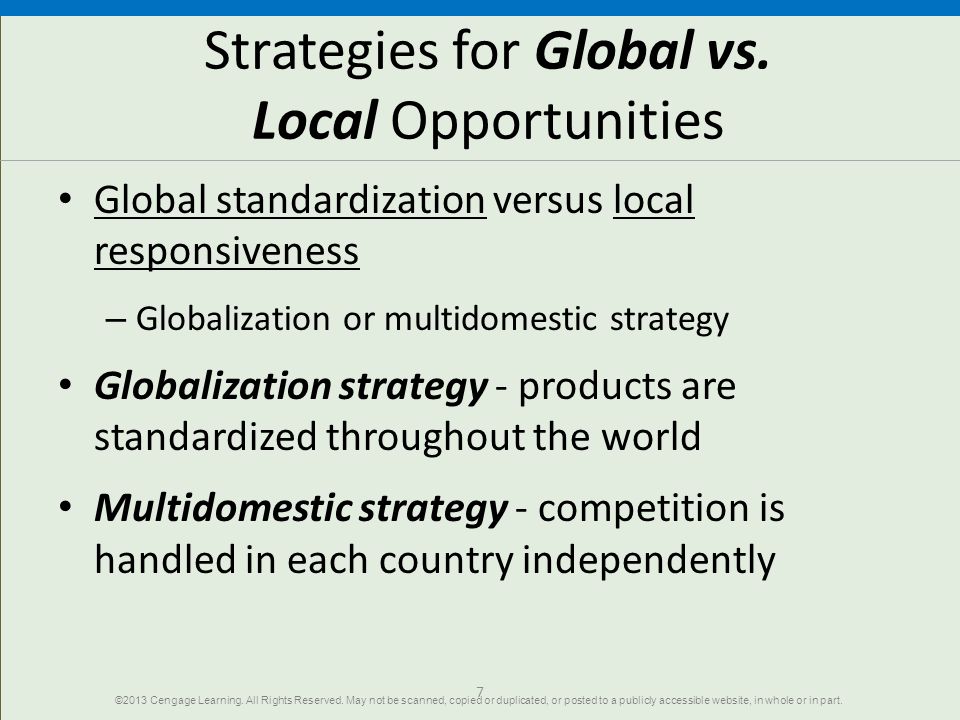 Strategies for Global vs. Local Opportunities