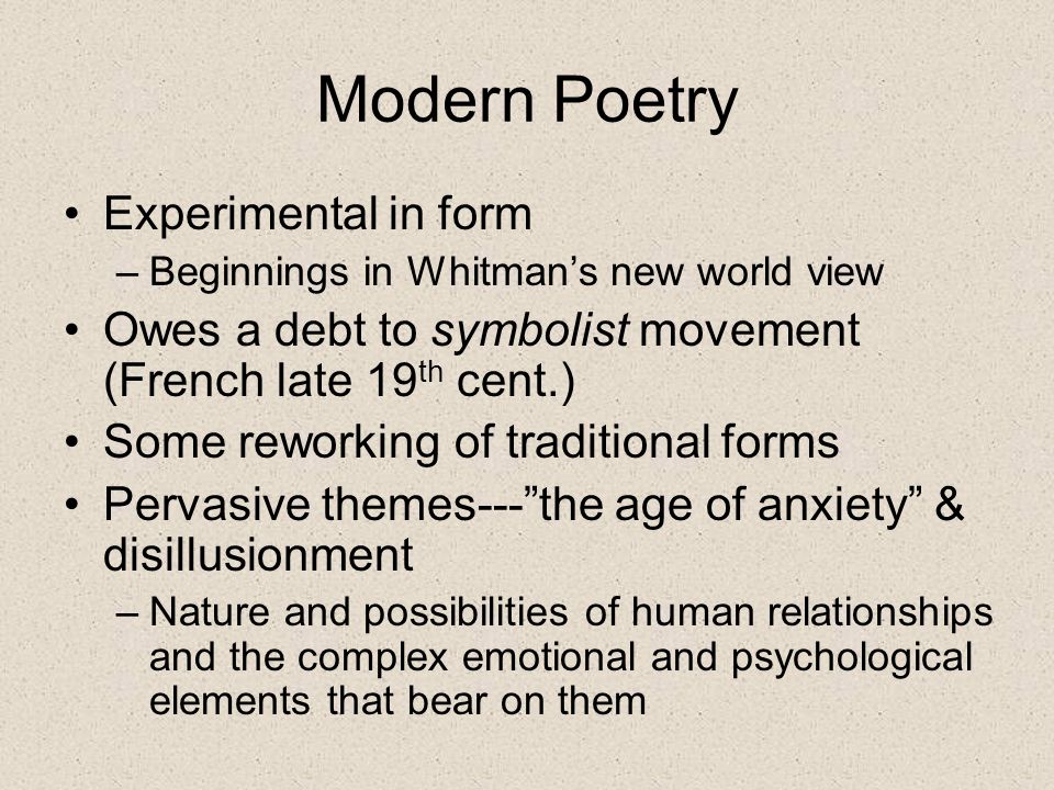 Modern Poetry Experimental in form