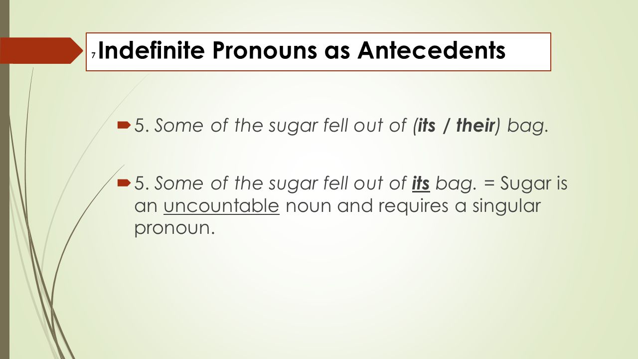 7 Indefinite Pronouns as Antecedents
