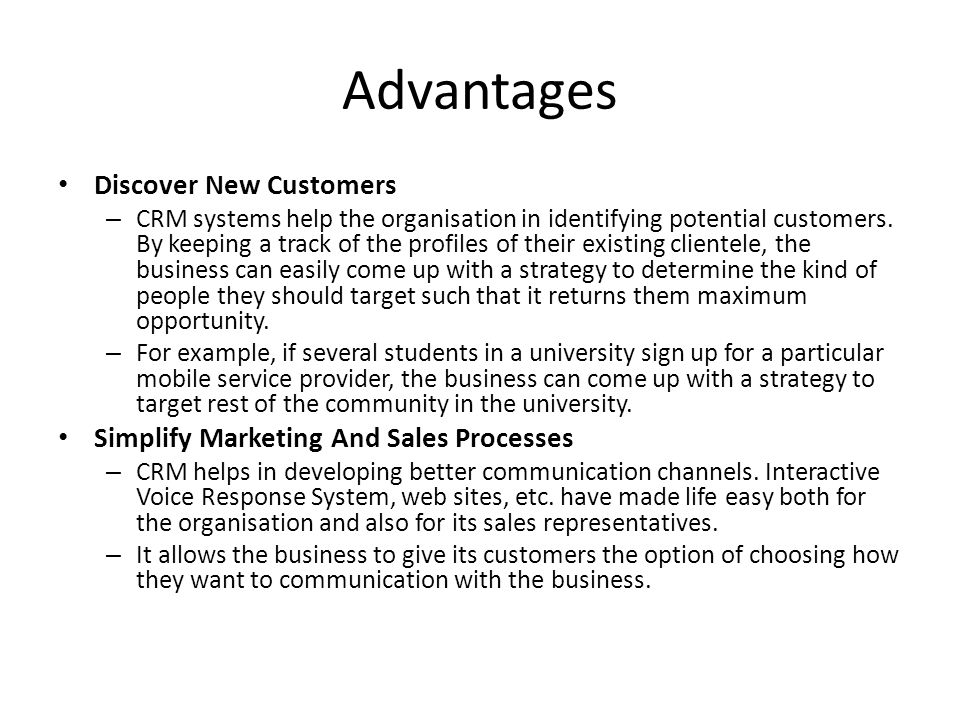 Advantages Discover New Customers