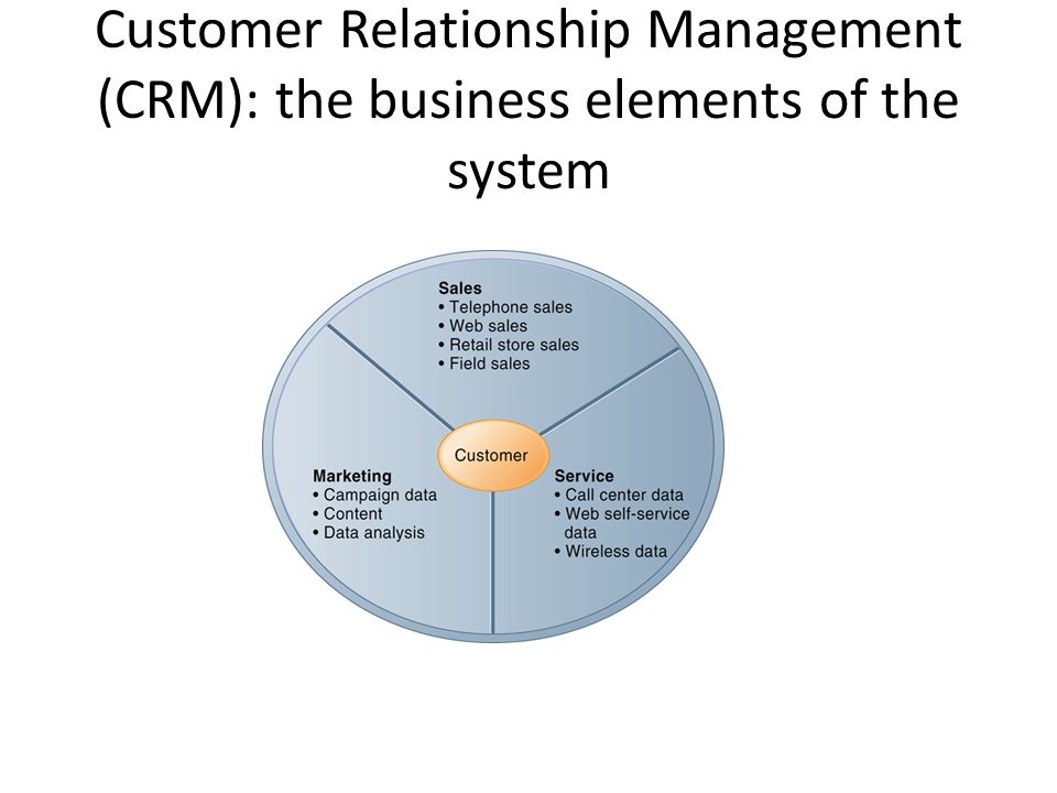Customer Relationship Management (CRM): the business elements of the system
