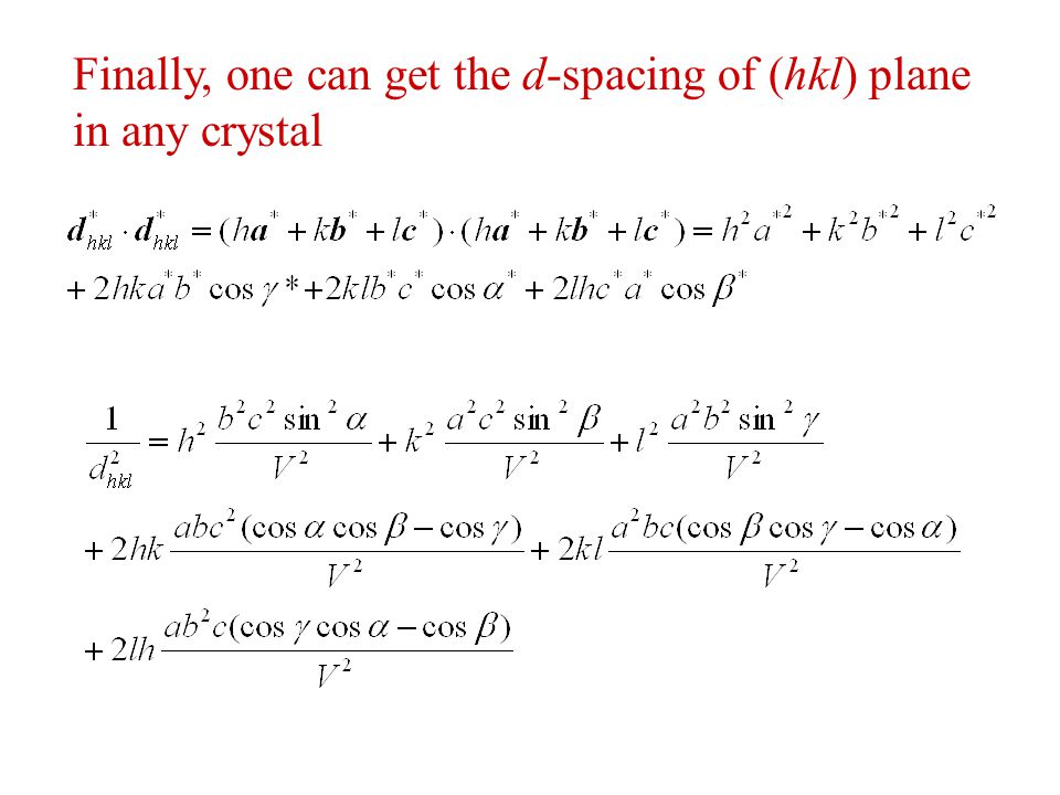 Expression Of D Dpacing In Lattice Parameters Ppt Video Online Download