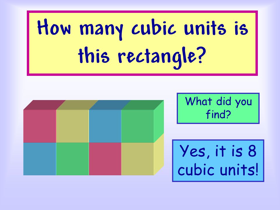 How many cubic units is this rectangle