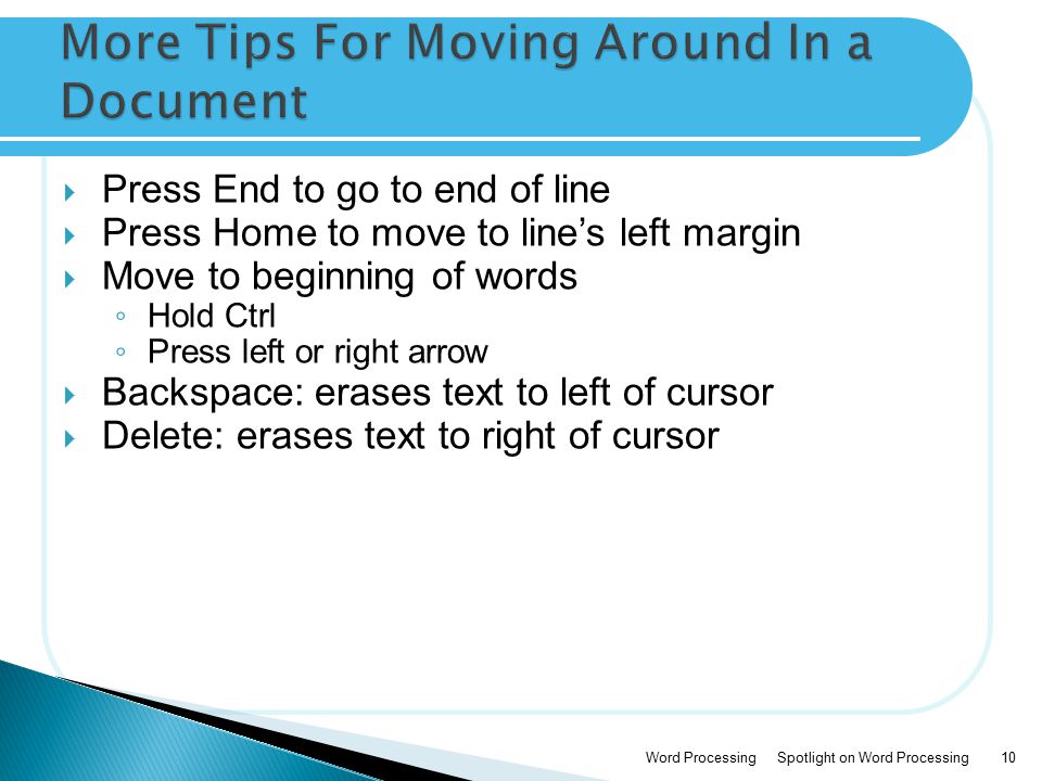 More Tips For Moving Around In a Document