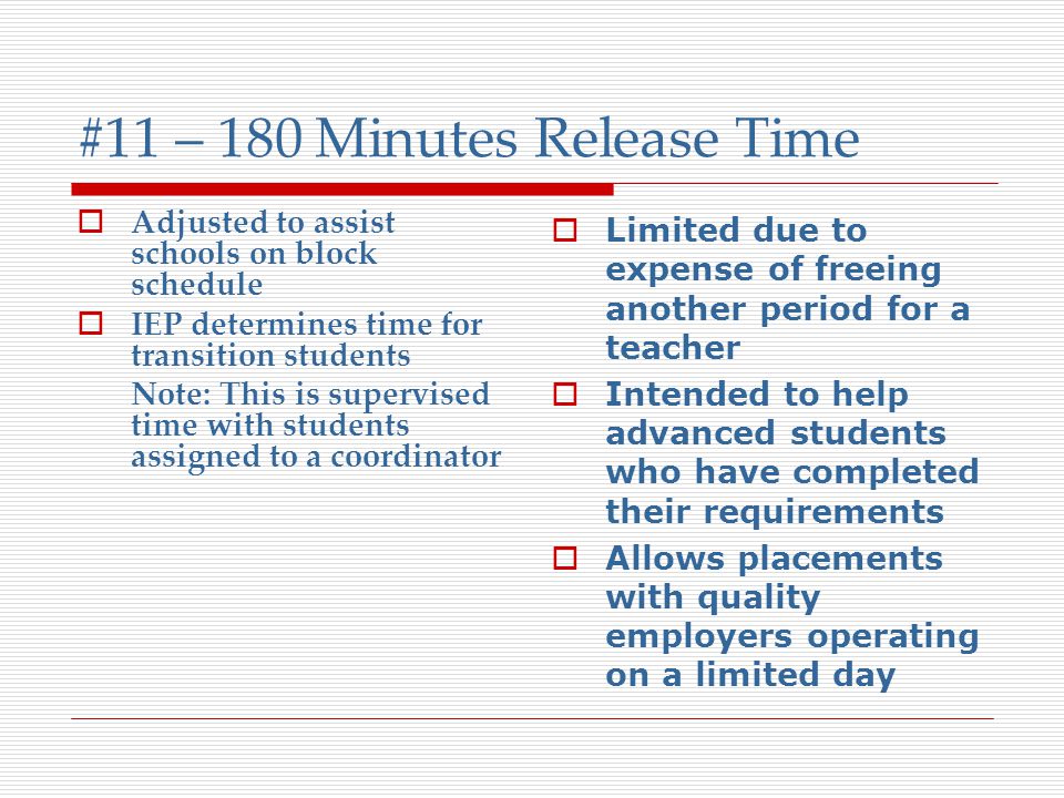 #11 – 180 Minutes Release Time