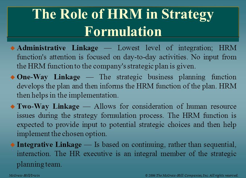 The Role of HRM in Strategy Formulation