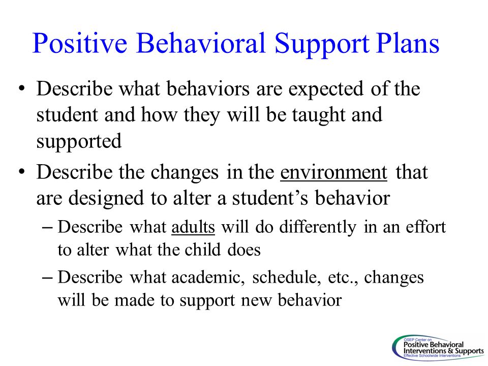 Positive Behavioral Support Plans