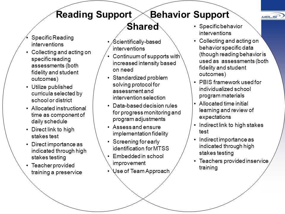 Reading Support Behavior Support Shared