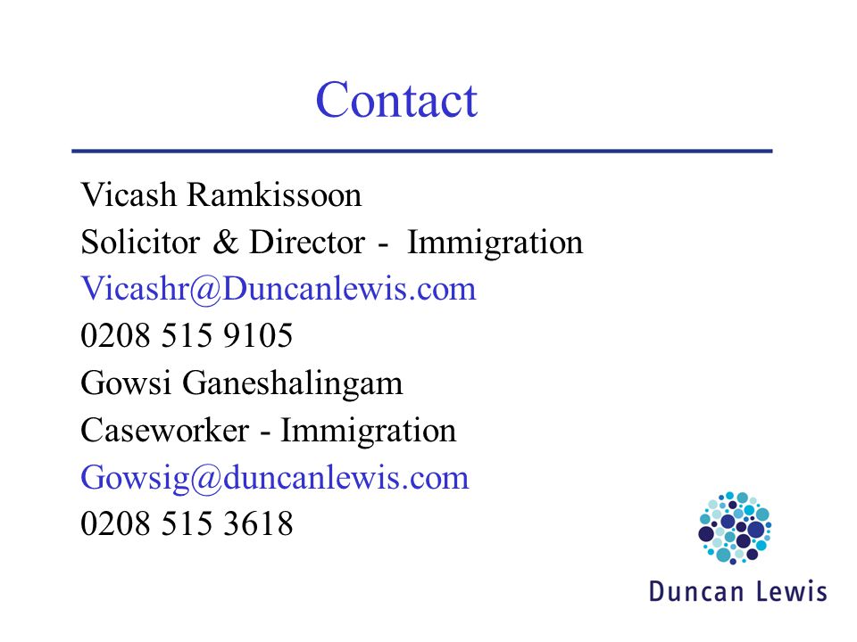Contact Vicash Ramkissoon Solicitor & Director - Immigration