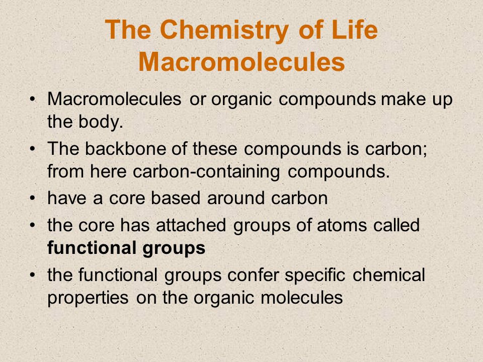 The Chemistry of Life Macromolecules
