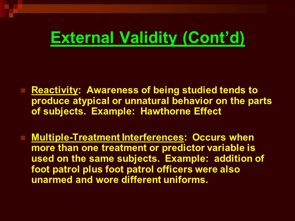 External Validity (Cont’d)