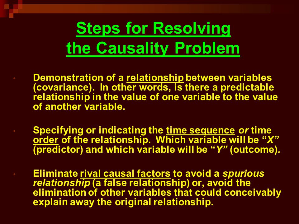 Steps for Resolving the Causality Problem