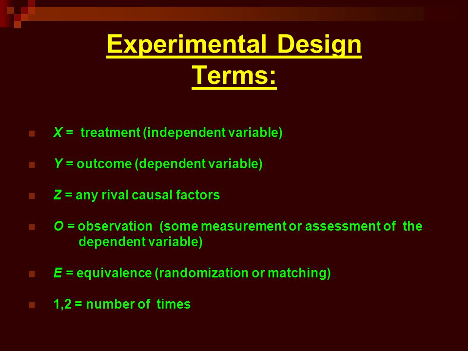 Experimental Design Terms: