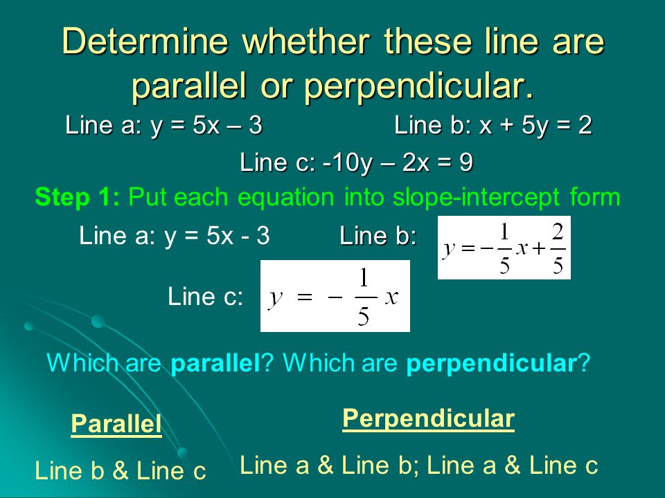 Determine whether these line are parallel or perpendicular.