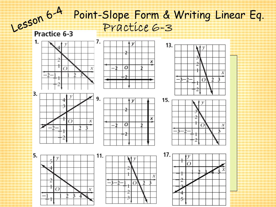 Point-Slope Form & Writing Linear Eq.