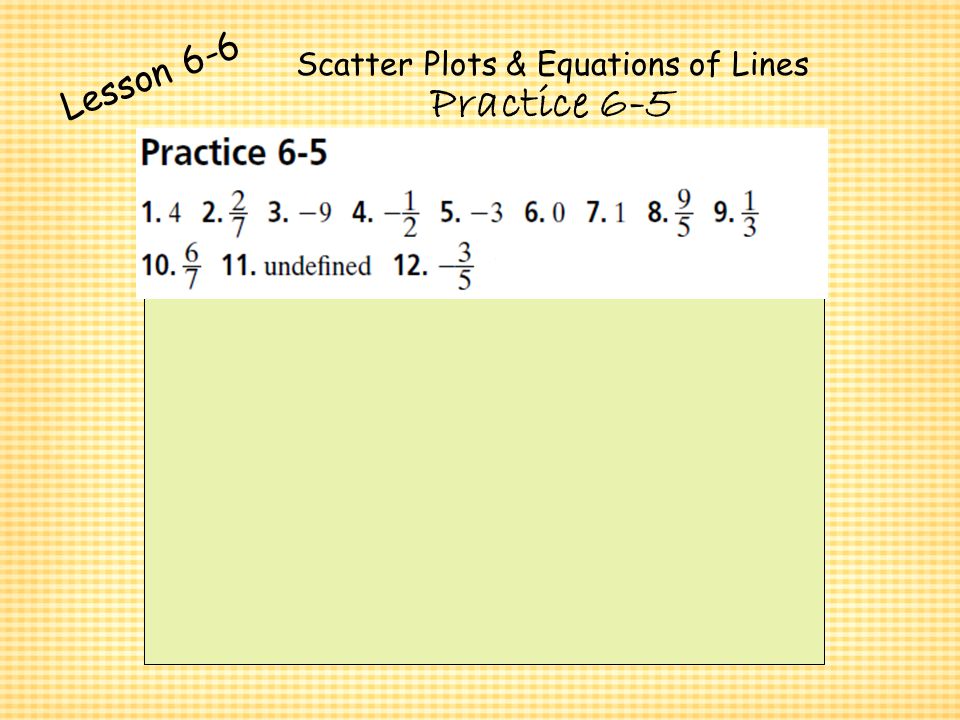 Scatter Plots & Equations of Lines