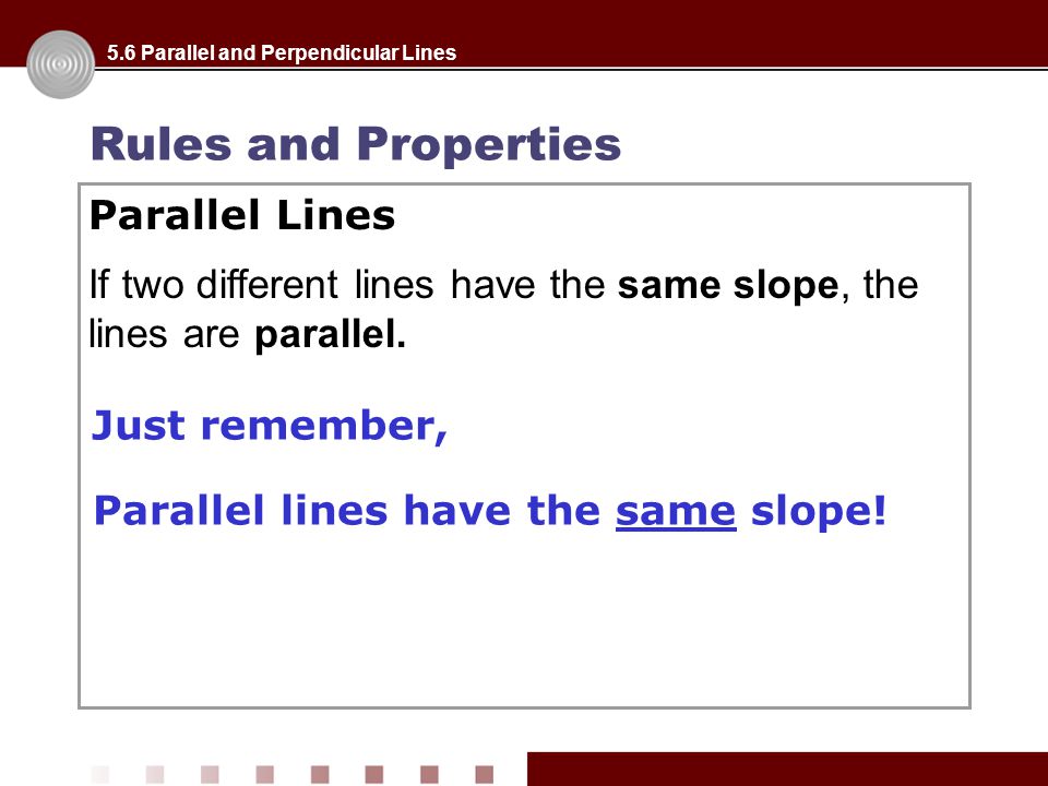 Rules and Properties Parallel Lines
