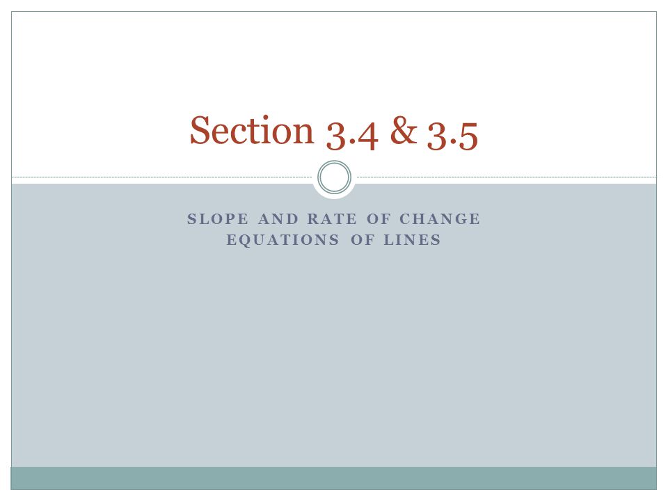 Slope and Rate of Change Equations of Lines