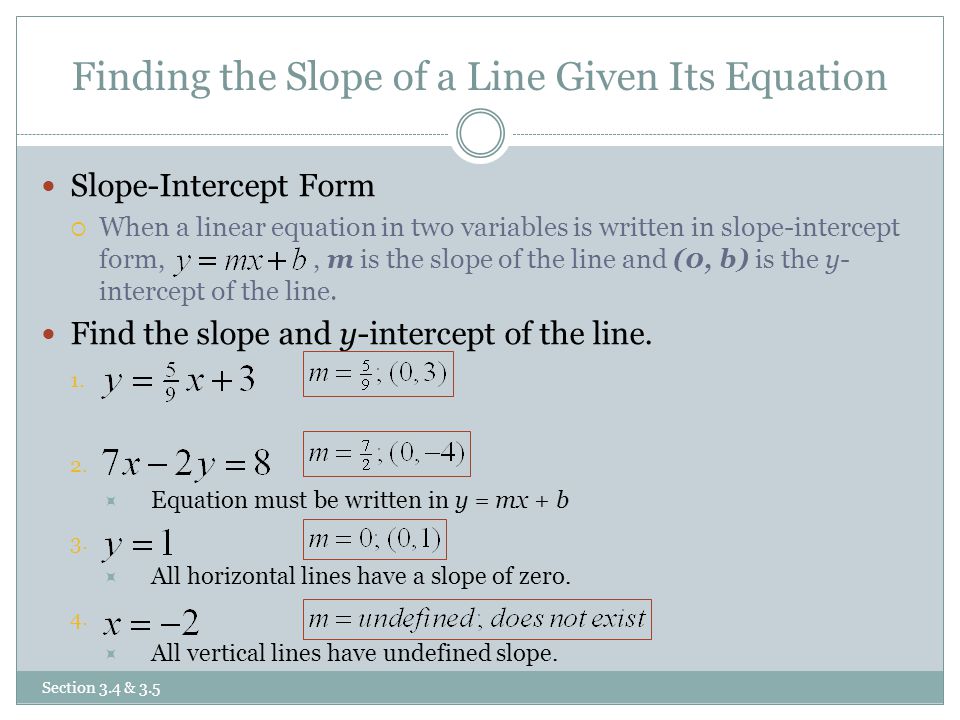 Finding the Slope of a Line Given Its Equation