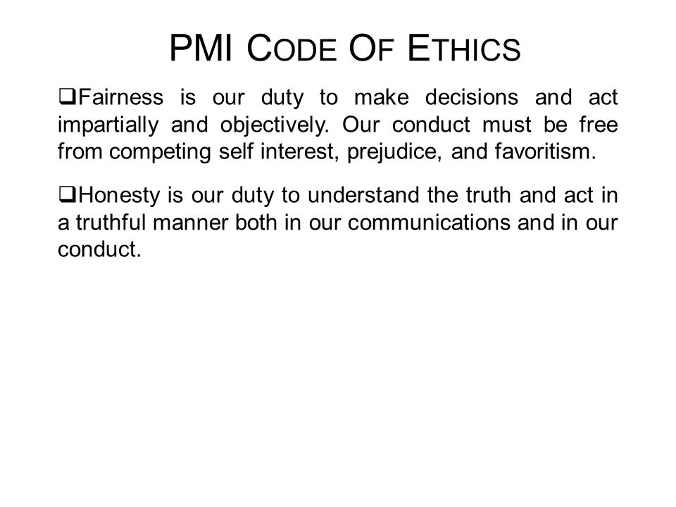 PMI Code Of Ethics