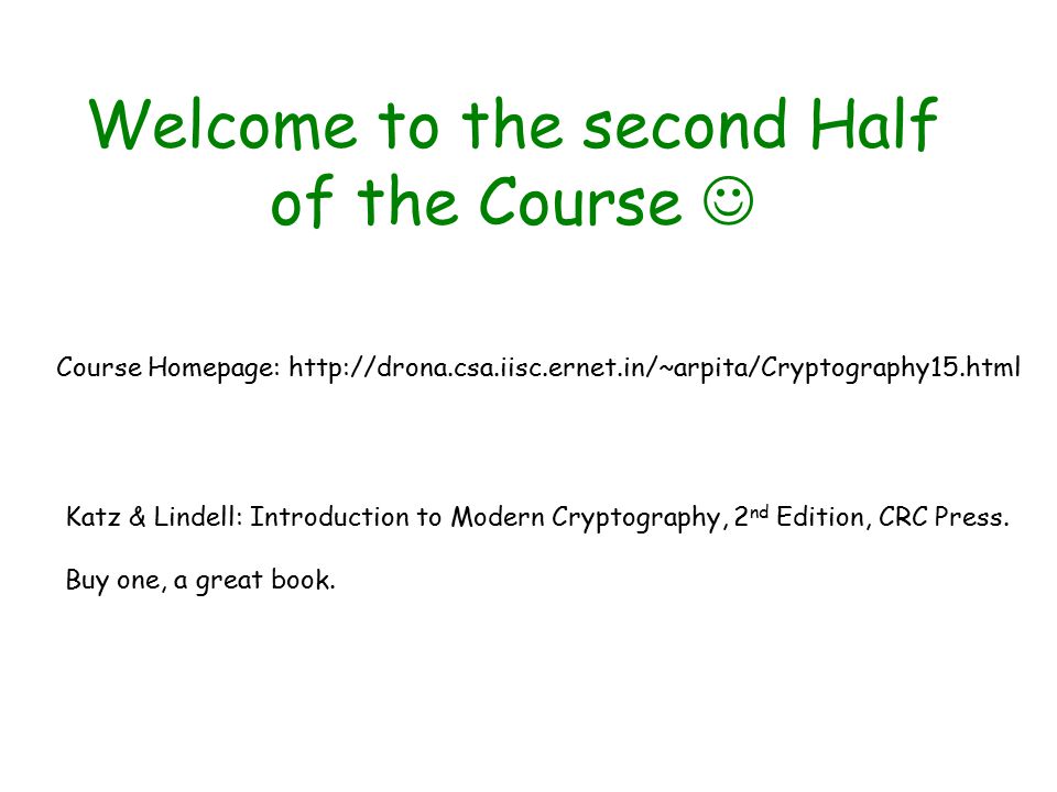 Welcome to the second Half of the Course 