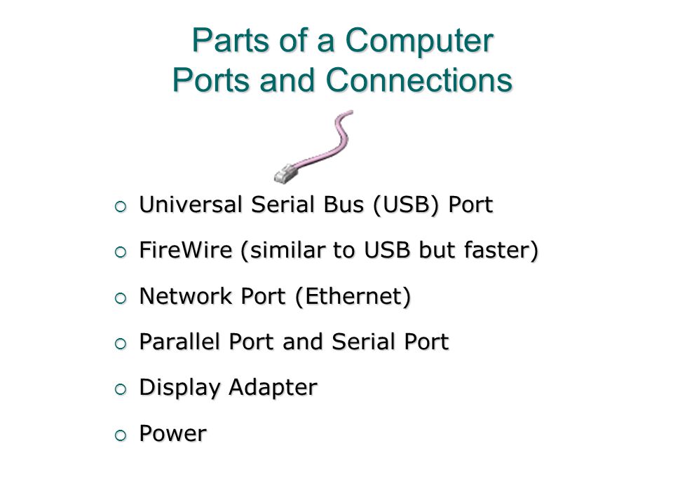 Parts of a Computer Ports and Connections