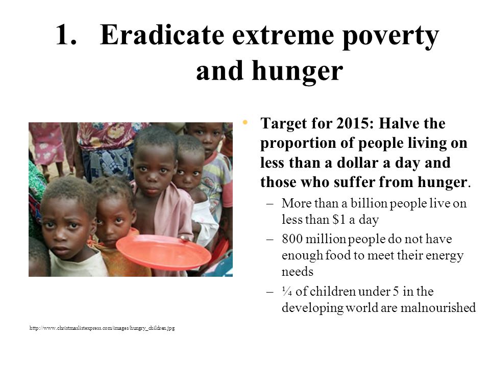 Eradicate extreme poverty and hunger