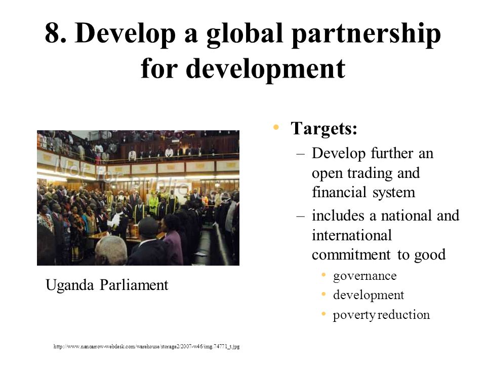 8. Develop a global partnership for development