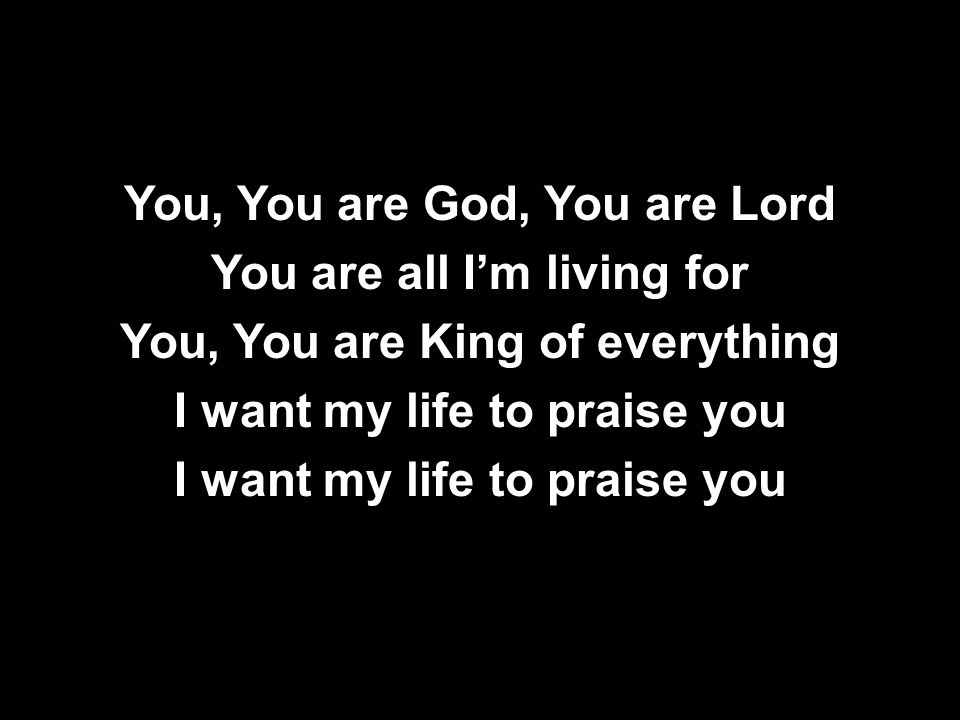 You, You are God, You are Lord You are all I’m living for