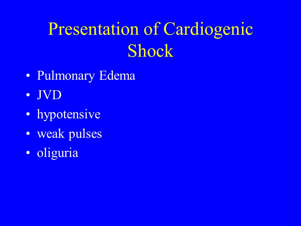 Presentation of Cardiogenic Shock