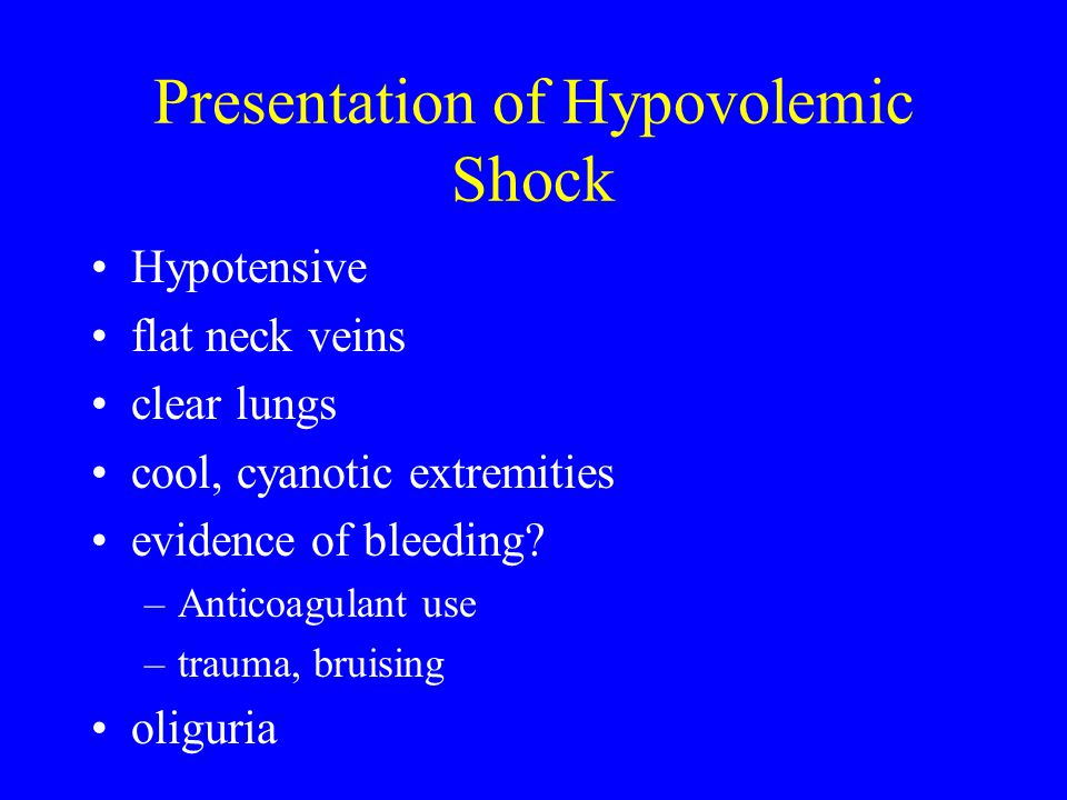 Presentation of Hypovolemic Shock