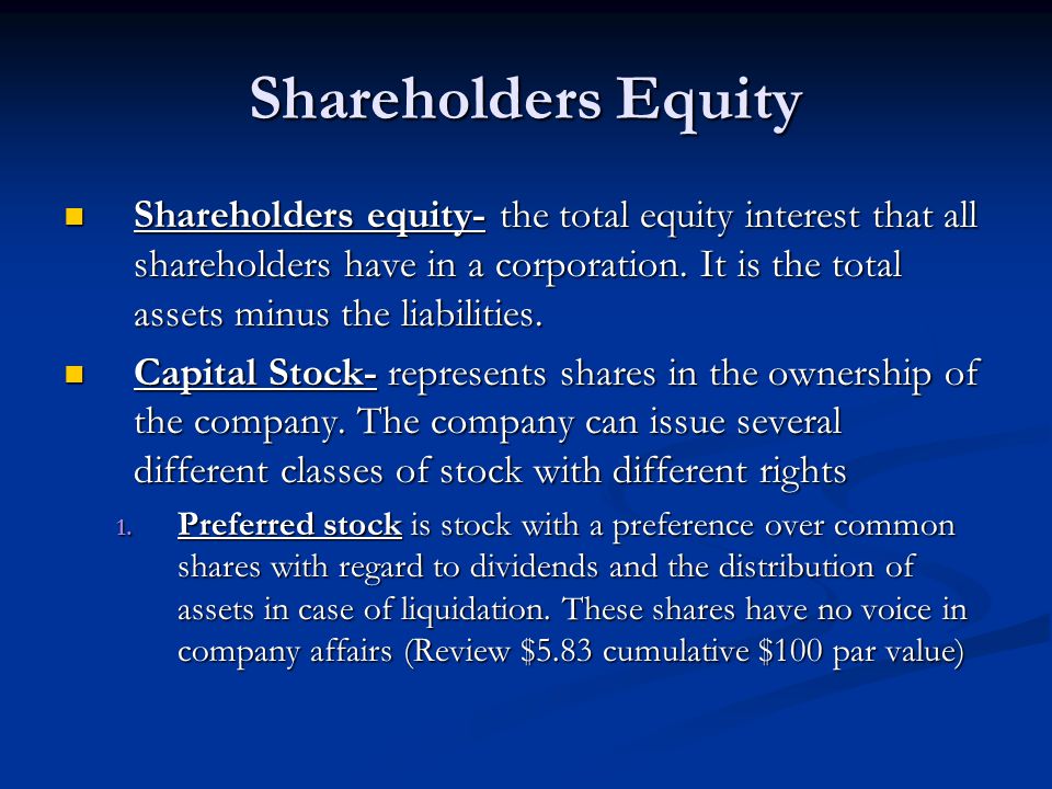 Shareholders Equity