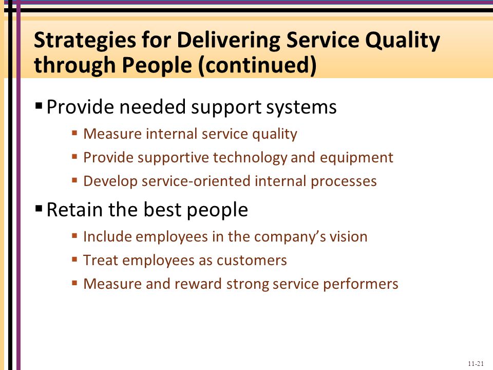 Strategies for Delivering Service Quality through People (continued)