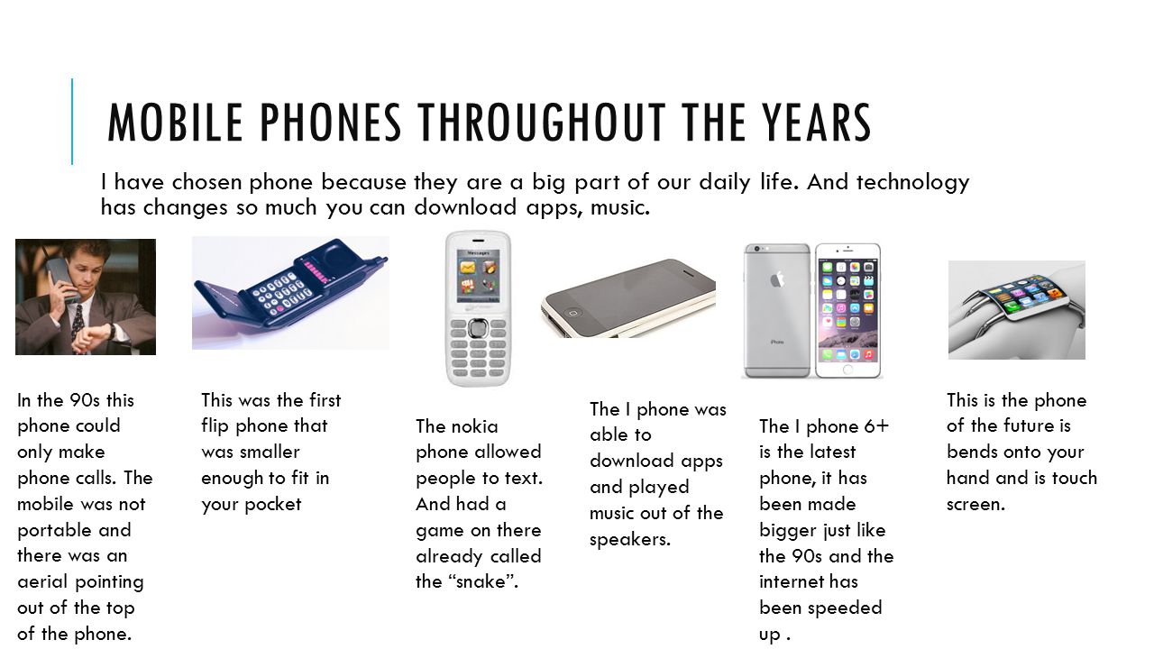 Mobile phones throughout the years
