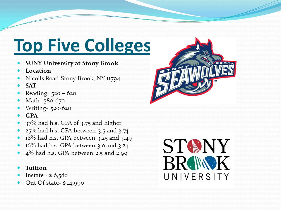 Top Five Colleges SUNY University at Stony Brook Location