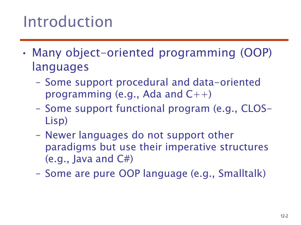 pure object oriented programming language list