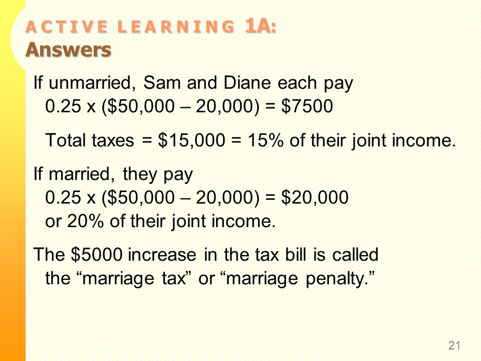 A C T I V E L E A R N I N G 1B: Taxes and Marriage