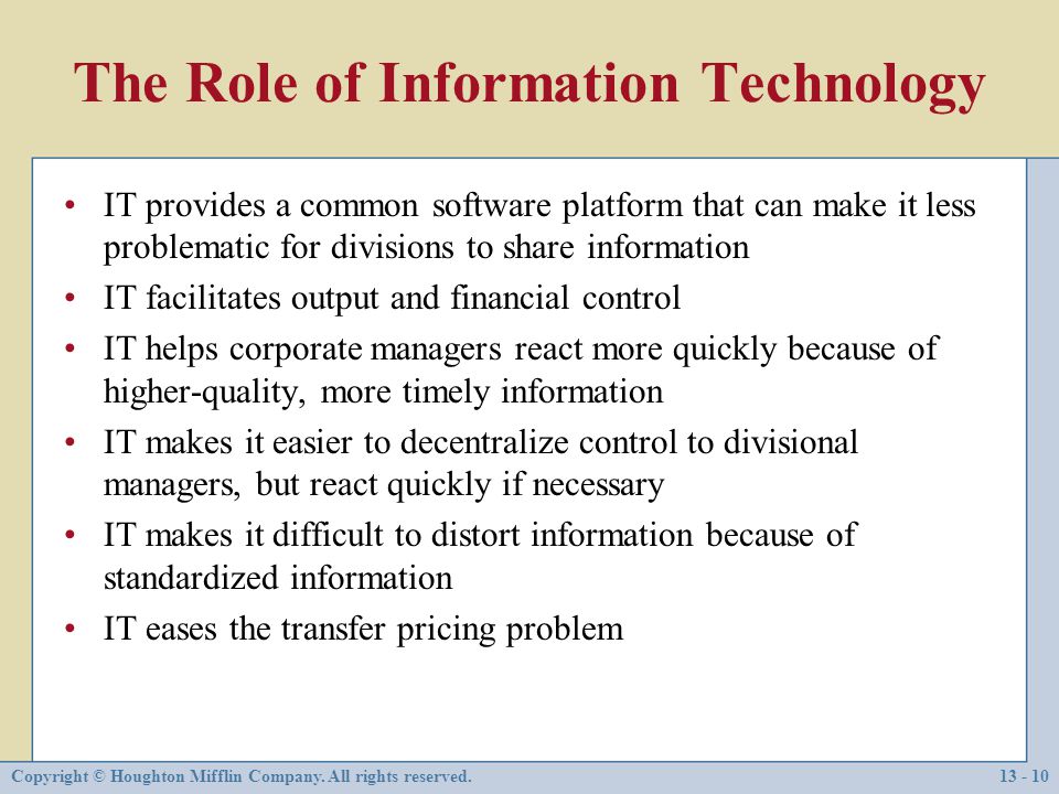 The Role of Information Technology